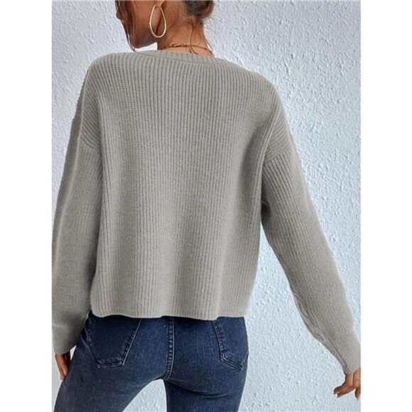 Ribbed Knit Dropped Shoulder Sweater - Picture 15 of 15